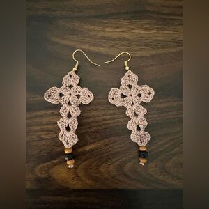 Handcrafted Crochet Cross Earrings✝️💕